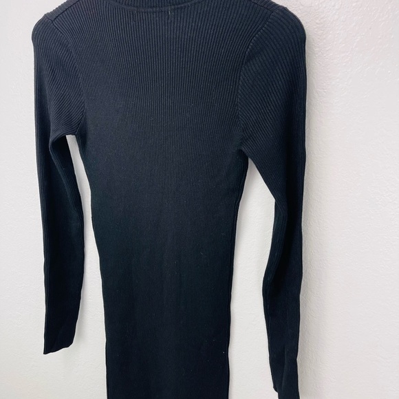 Rocorose Women's Turtleneck Ribbed Elbow Long Sleeve Knit Sweater Dress - Picture 4 of 8